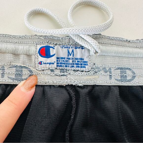 MENS CHAMPION Black Red Basketball Mesh Cornell Drawstring Workout Gym Shorts M - Picture 8 of 13